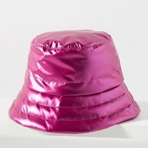 Anthropolgie Metallic Pink Puffer Bucket Hat